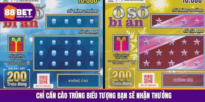 Chỉ cần cào trúng biểu tượng bạn sẽ nhận thưởng