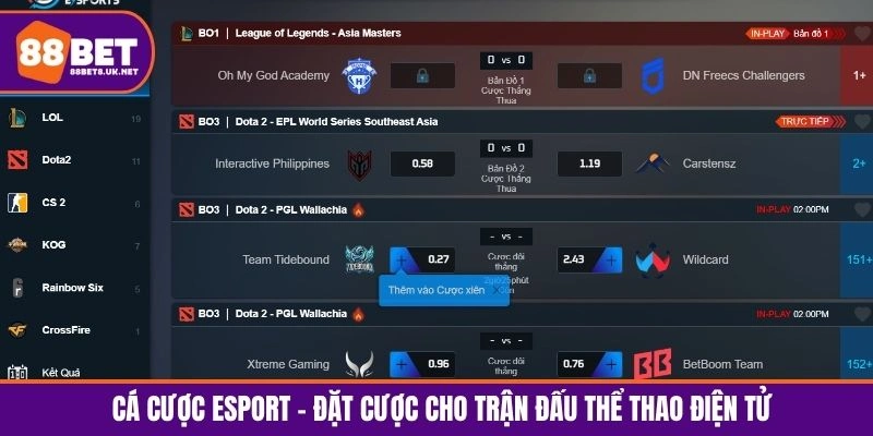 Hình thức đặt cược cho trận đấu thể thao điện tử