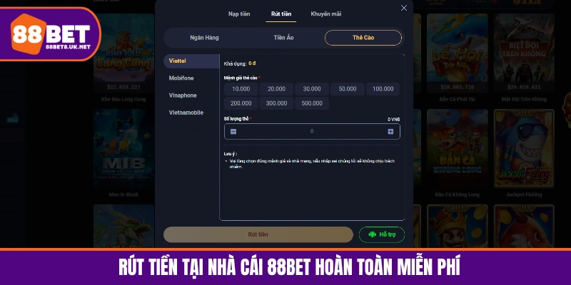 Giao dịch rút thưởng tại nhà cái 88BET hoàn toàn miễn phí